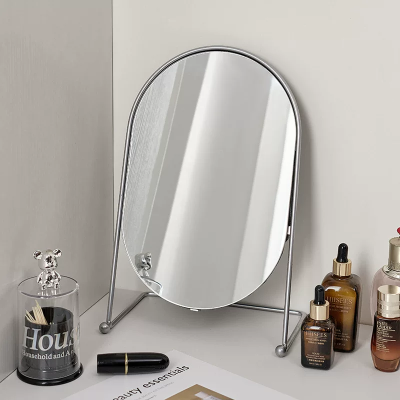 Dressing Table Mirror — Rotatable Oval Desktop Mirror, Silver/Gold/Black, Multiple Sizes