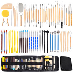 Cross-border pottery tools set of 61 pieces DIY handmade soft clay sculpting knife balls sticks stone sculpting clay tool set
