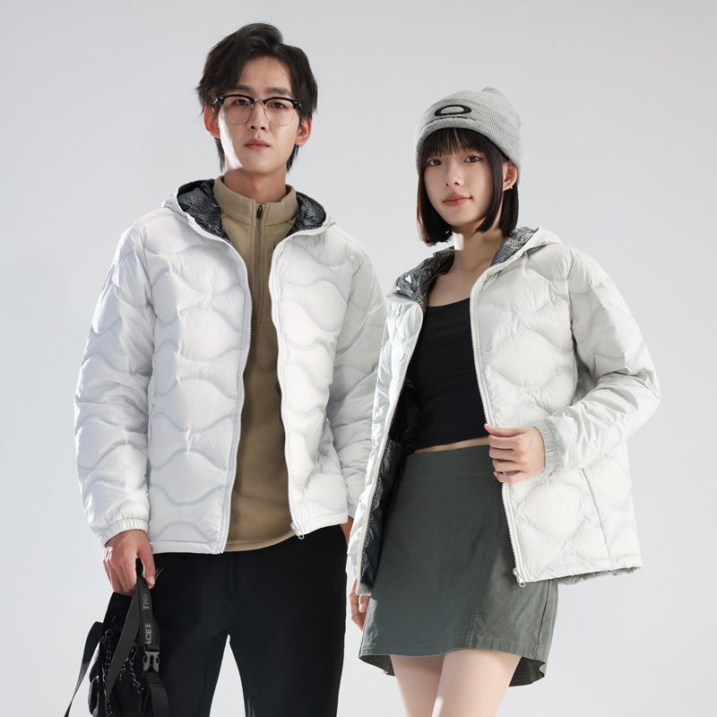 秋冬新款新国标90白鸭绒石墨烯羽绒服男女同款连帽开衫保暖外套