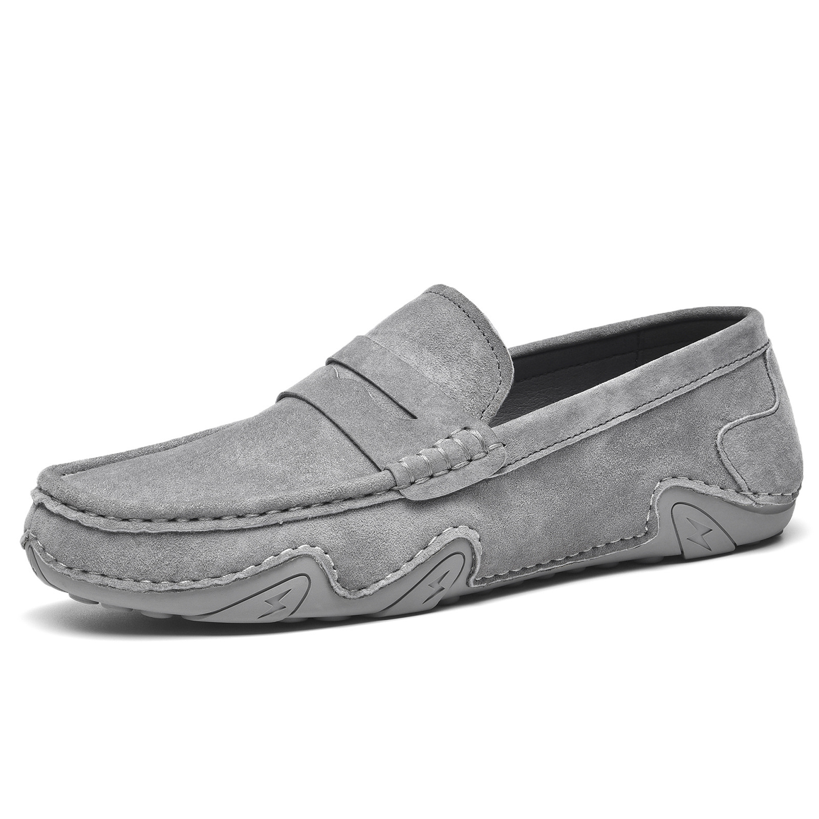 Top-Grain Leather Suede Moccasins For Men, Korean-Style Trendy Shoes, Slip-Ons, Breathable And Comfortable Lazy Shoes, C_vogvips.com