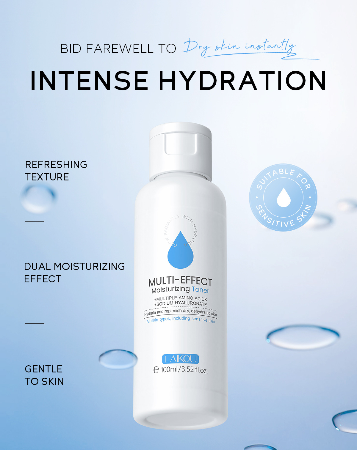 Cross-border Laicome Moisturizing Hydrating Toner 100ml Facial Care Hydrating and Moisturizing Lotion Manufacturer's wholesale in stock undefined