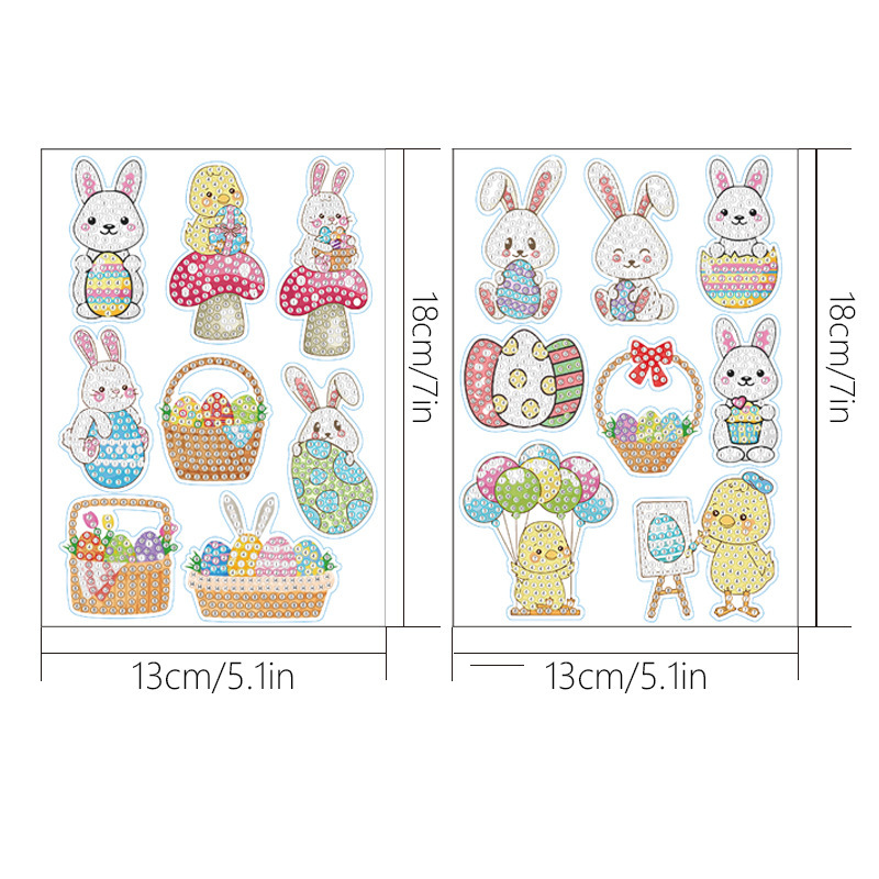 Pegatinas de Pascua transfronterizas de diamantes para pintar, hechas a mano, DIY, de dibujos animados, de huevos, de conejos, para niños image 21