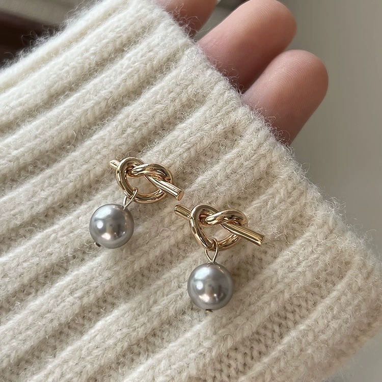 Серьги из серебра 925 с жемчужиной, корейский стиль, лаконичный элегантный дизайн
