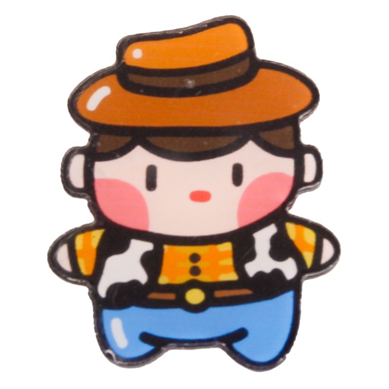 Toy Story lindo fresa Oso de dibujos animados de tres ojos monstruo acrílico broche pluma bolsa colgante anime insignia al por mayor