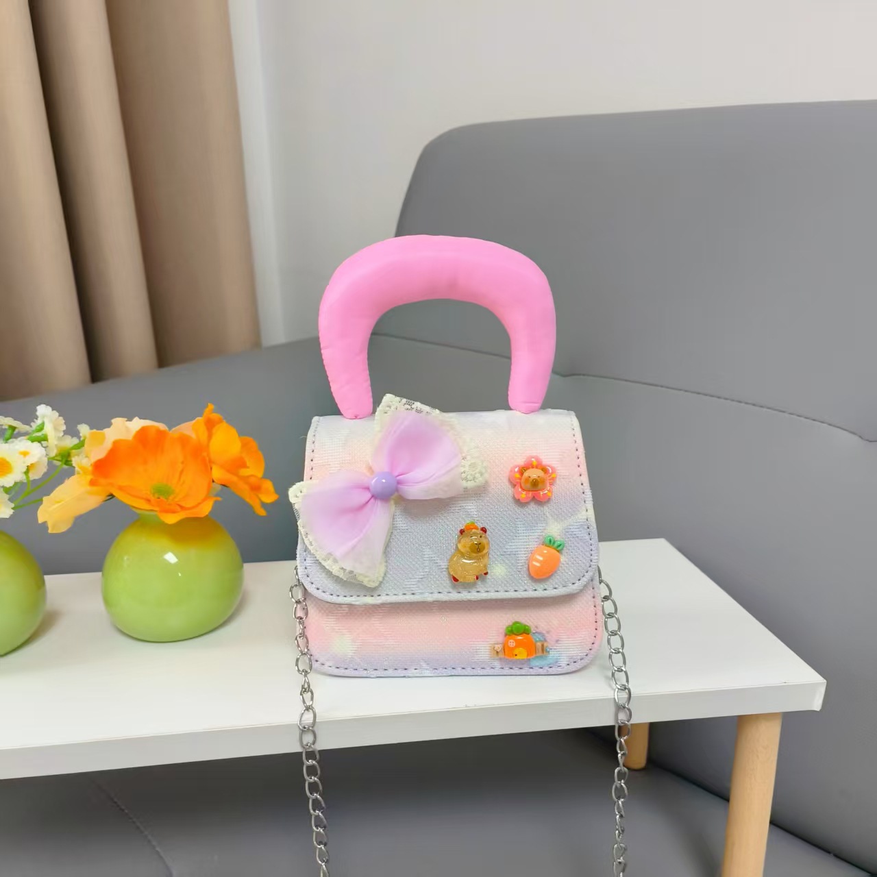 Cartoon adorable arco princesa bolso de Año Nuevo para niños bolso de mochila cadena pequeña bolsa de accesorios de viento fragante