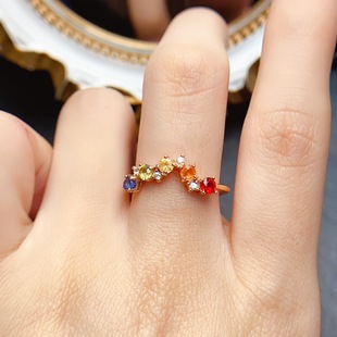 New natural color blue treasure ring S925 silver inlaid main stone 3*3mm Joker net red explosions women's jewelry wholesale