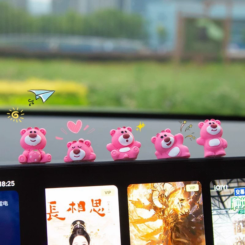 Автомобильные украшения, милый клубничный медведь, центральный экран управления, декомпрессионная кукла, аксессуары для салона автомобиля, новые декоративные украшения интернет-знаменитостей