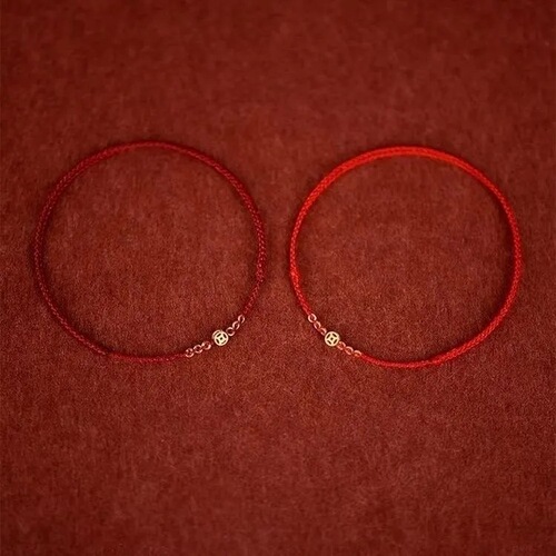 Money Tree Copper Coin Necklace for Women, Red Cord Red Cord Ankle Chain, Basic Lucky Year Ancient Style Sexy Long Cord Sister-in-law