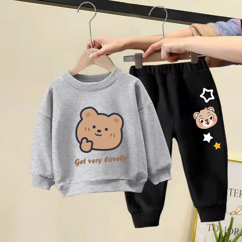 Set Moda Autunno Straniero Ragazzi Ragazze Top a maniche lunghe Abbigliamento per bambini Bambino piccolo e medio_voghion.com