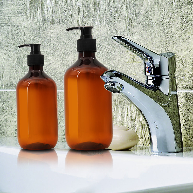 现货300ml洗发水瓶500ml透茶色沐浴露瓶护发发素50mlpet塑料瓶
