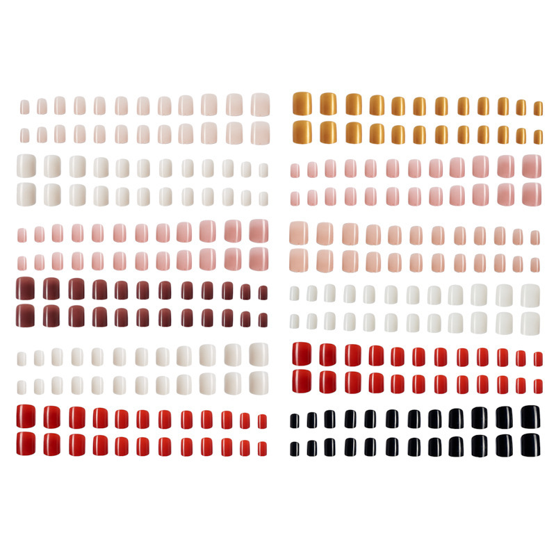 Directo de fábrica 24 rejilla de color sólido brillante desgaste superficial pieza de uñas corto color mezclado falso uñas removible Manicura en stock al por mayor
