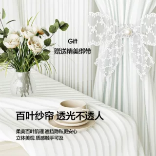 高颜值百叶纱帘轻奢客厅卧室阳台透光可遮挡门帘法式现代简约门帘