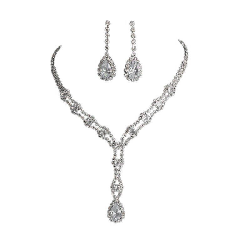 Цирконий, серьги, колье, длинный комплект, цепочка, Aliexpress, комплект из 2 предметов, легкий роскошный стиль, оптовая продажа