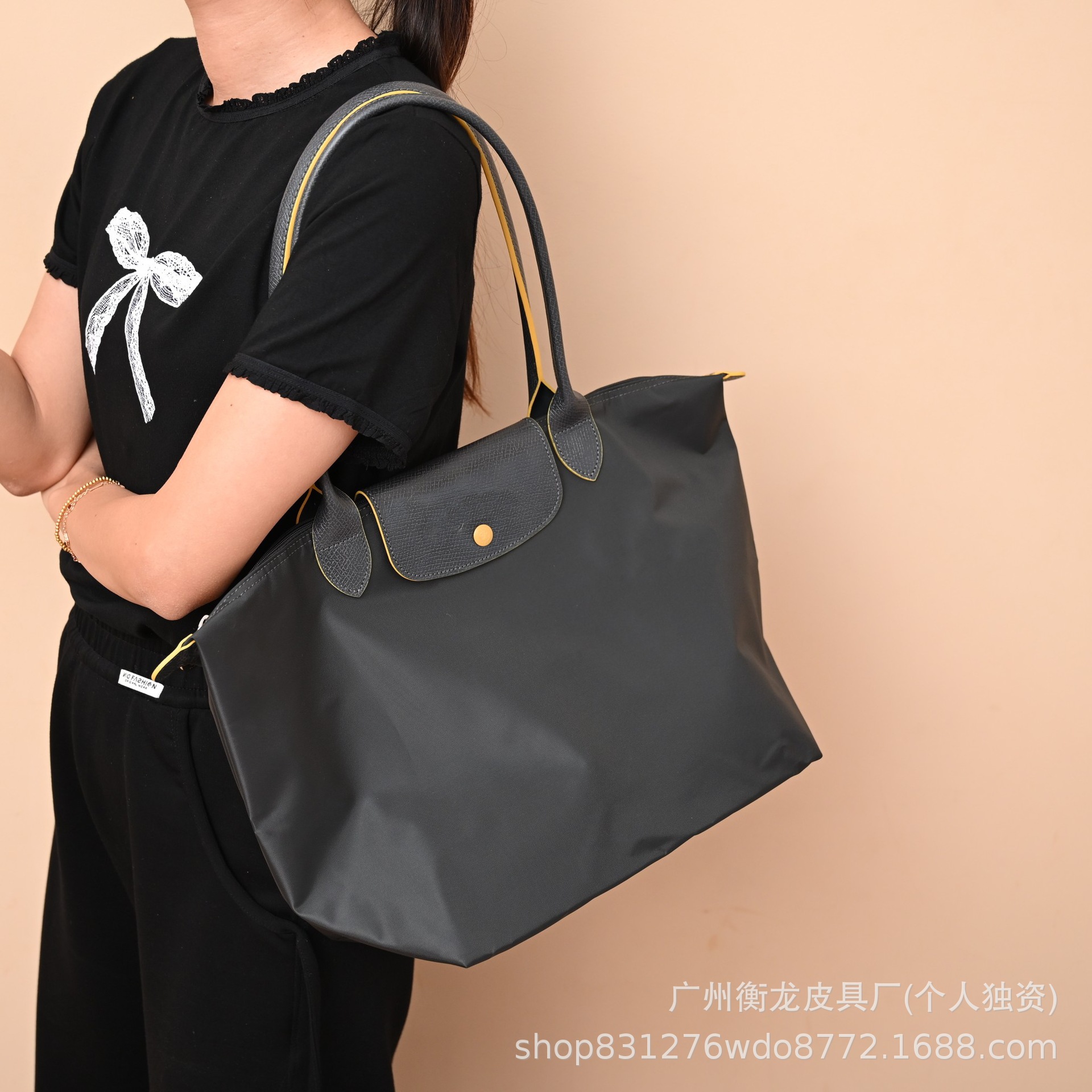 フランスのロンシャンナイロンバッグ、トートバッグ、ロングハンドルハンドバッグ、餃子バッグ、折りたたみ式ママバッグ、女性用2025年新作、ポータブル