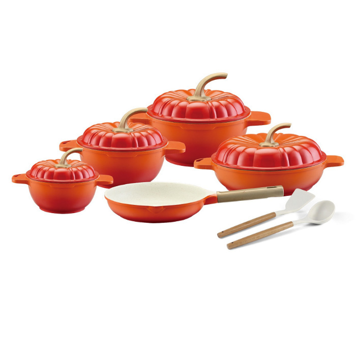 9pcs zapasa de calabaza conjunto de paneles de aluminio de aluminio de aluminio de aluminio de arroz de piedra de mármol antiadherente paneles de aluminio de aluminio al por mayor transfronterizo