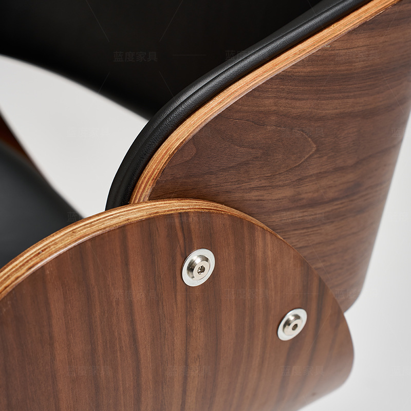 Silla de oficina casual moderna y sencilla elevable y giratoria silla de madera maciza silla de escritorio de cuero de vaca