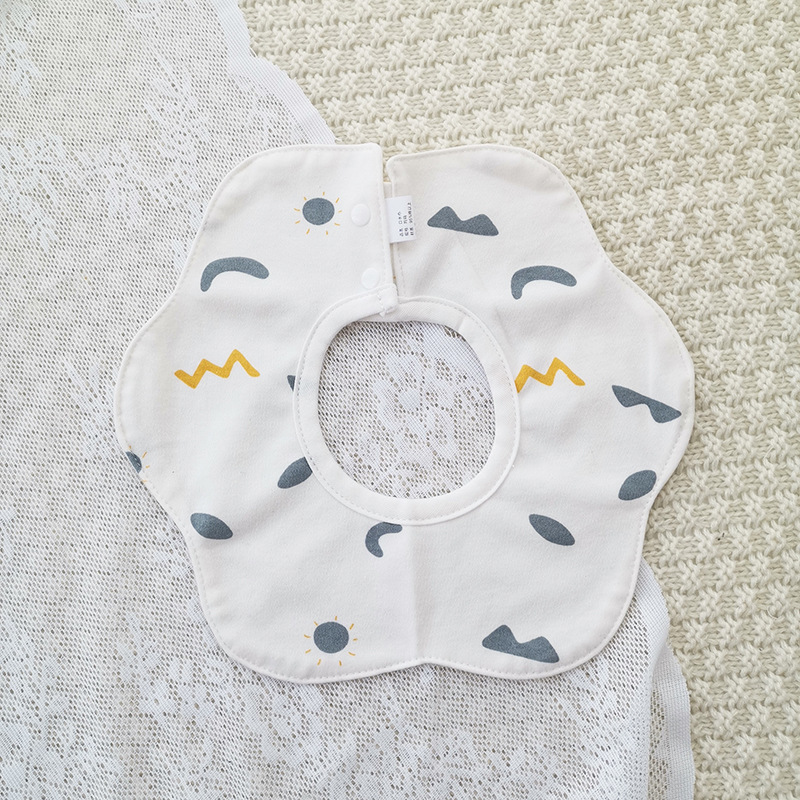 Bebé recién nacido otoño e invierno nuevo estilo flor saliva toalla algodón bebé impermeable escupir babero 360 grados rotación