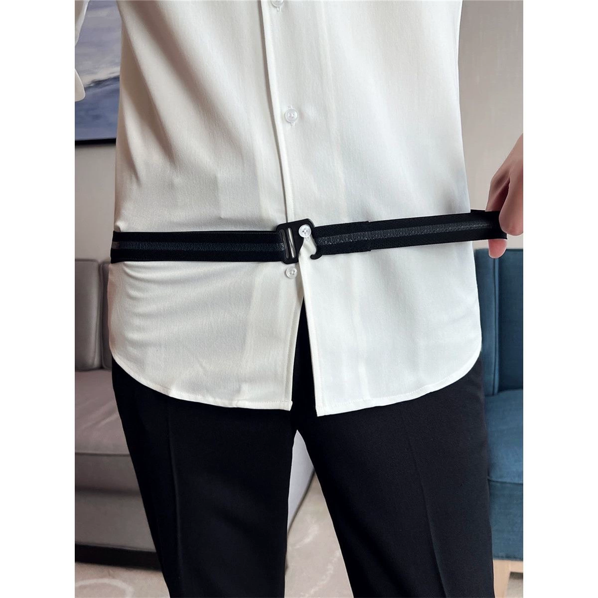 Non-slip shirt, classic suit jacket, adjustable harness, elastic belt