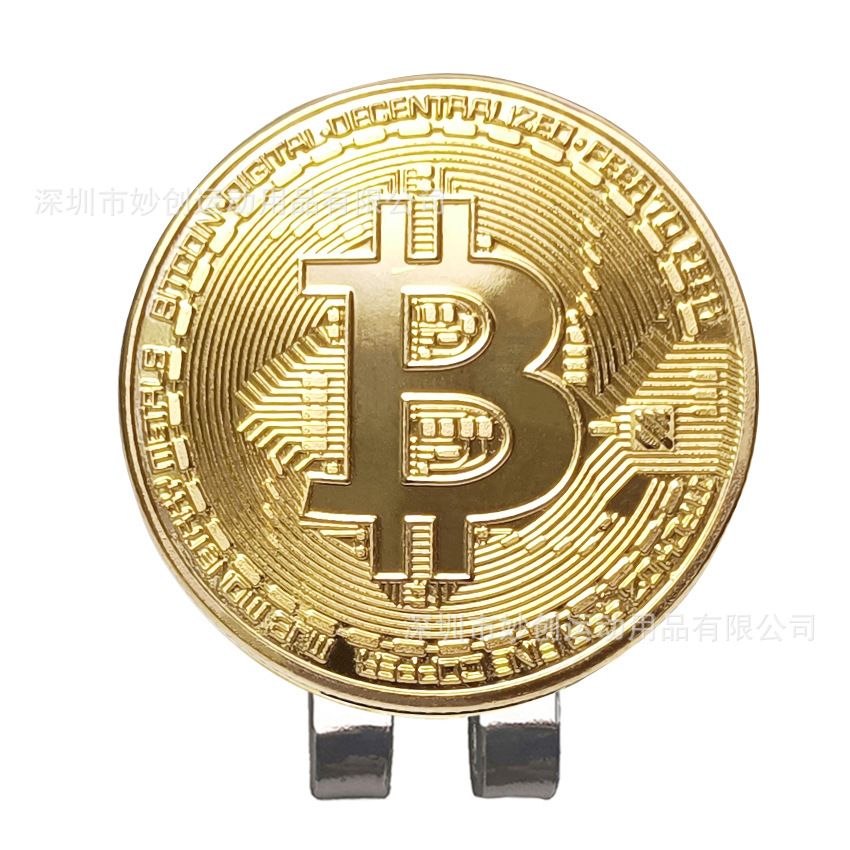 골프 모자 클립 마크 자석 클립 금속 소재 골드 비트코인 ​​패턴 마크 그린 볼 위치 마크