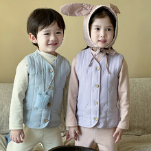 秋冬儿童夹棉马甲加厚男女宝宝坎肩校服神器内搭大童开衫背心保暖