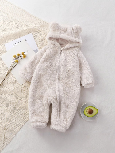 Fudong Cang ships in stock—winter warm rompers for newborns, baby onesies, plush outerwear coveralls for babies.