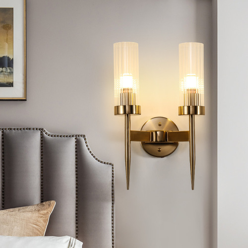 玻璃水晶壁灯轻奢后现代卧室床头灯创意个性北欧客厅过道背景墙灯