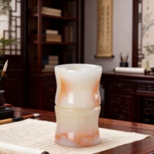 玉石笔筒创意时尚桌面摆件简约学生多功能圆形插笔文具BZHAO宝兆