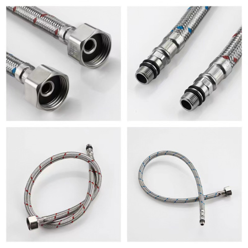 304 stainless steel braided pointed hose kitchen hot and cold basin faucet 4 points water inlet pipe