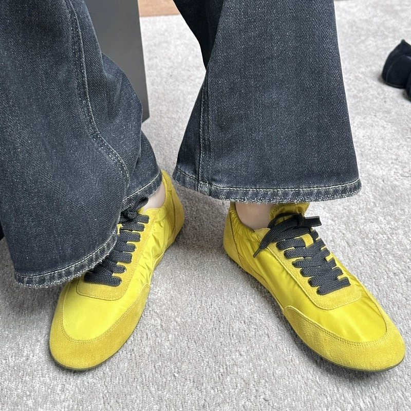 2025 ранняя весна, новый стиль, ленивый стиль, туфли на плоской подошве, моральные тренировочные туфли, повседневная обувь на мягкой подошве, туфли Форрест Гамп с цветными блоками, спортивная обувь