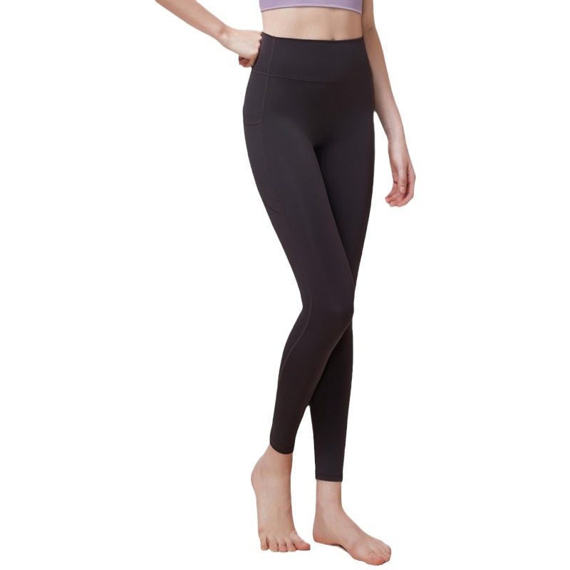 Peach Hip sin vergüenza línea deportes yoga pantalones doble bolsillos Nuevo doble M cadera levantando cintura alta YOGA Pantalones