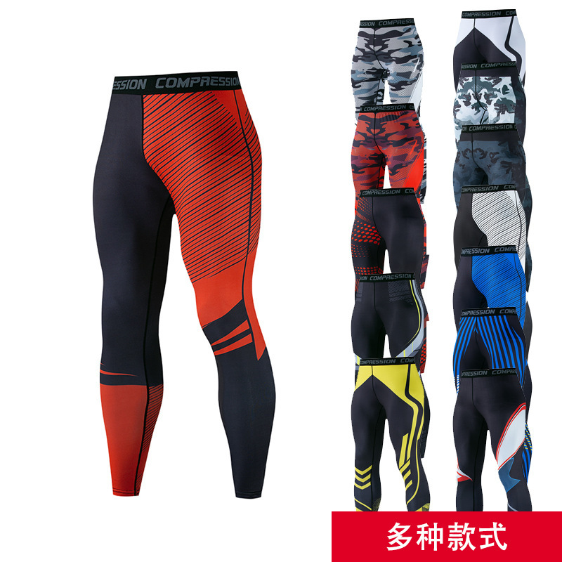 Sports tight trousers Men's Fitness pants quick-drying yoga sports trousers running bottoming digital printing
