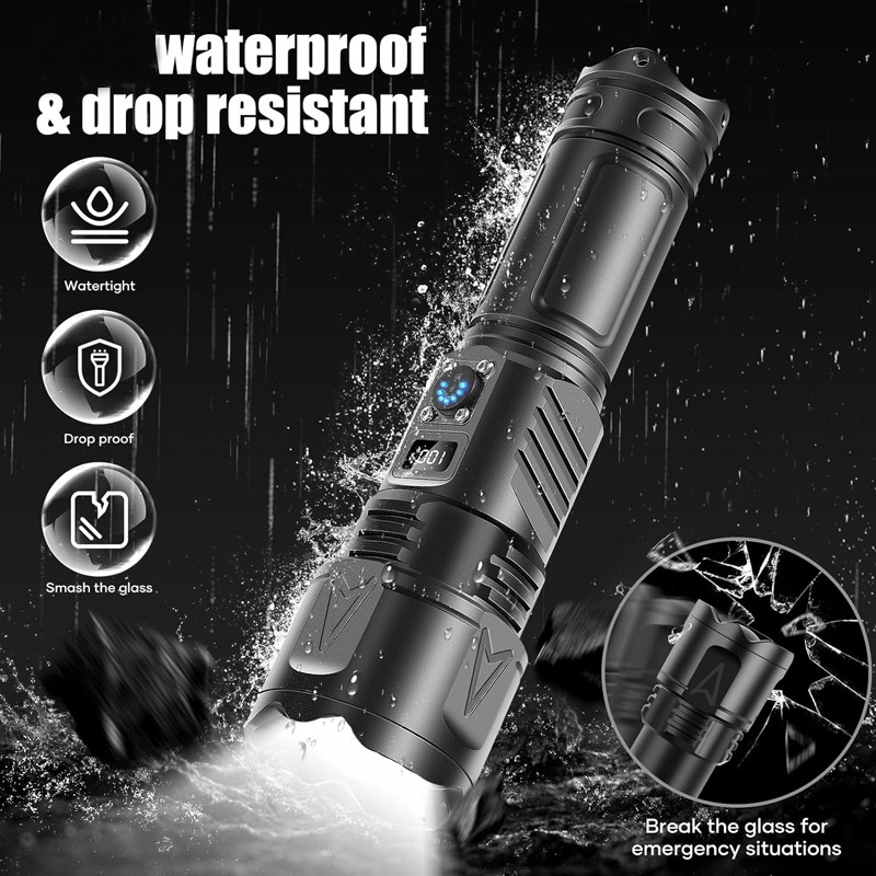 Linterna de pantalla digital de larga distancia de luz fuerte de Douyin transfronterizo, carga al aire libre, linterna súper brillante, linterna de emergencia, fábrica al por mayor