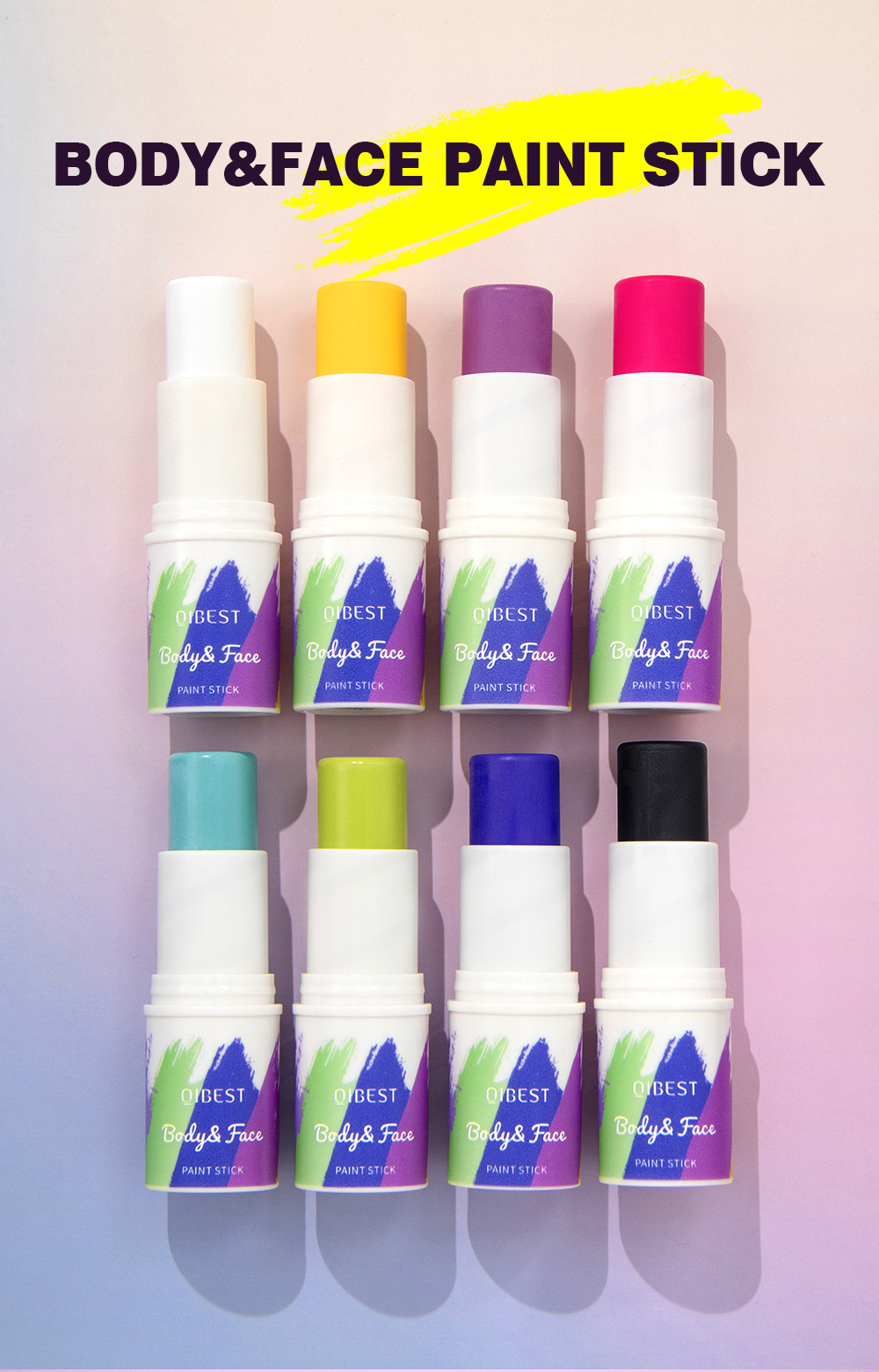 QIBEST body and face painting Stick, natural and three-dimensional contour modification, brightening skin tone, washable face painting pen Specification drawing