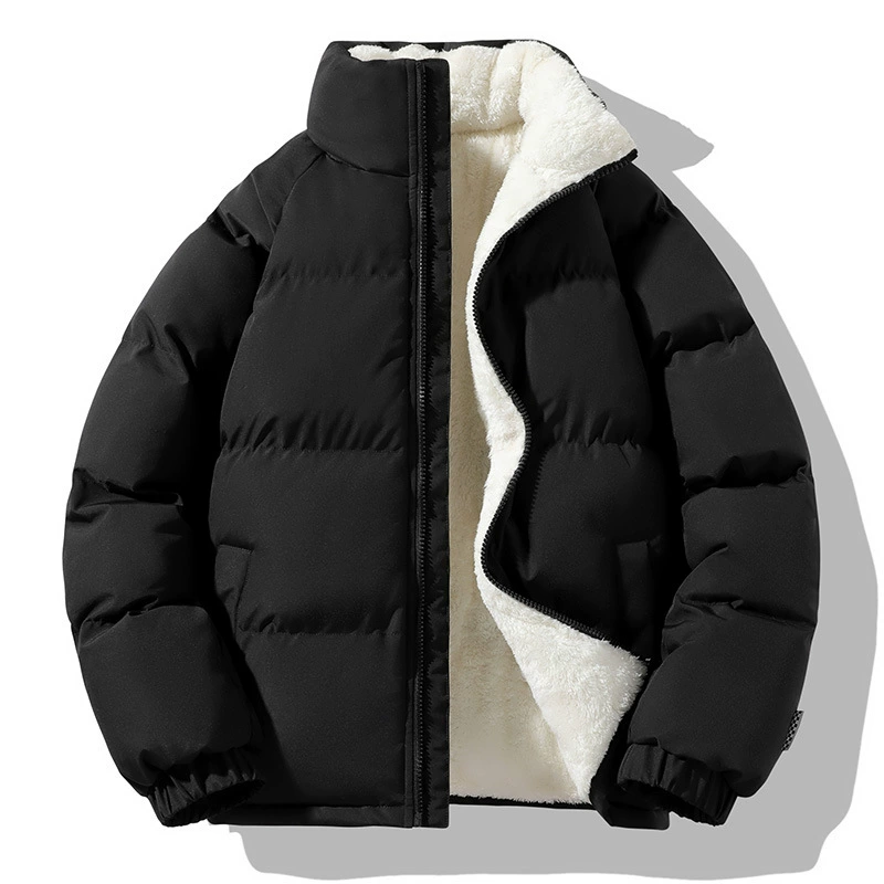 Corduroy curlers, winter jacket, warm jeans, oversize