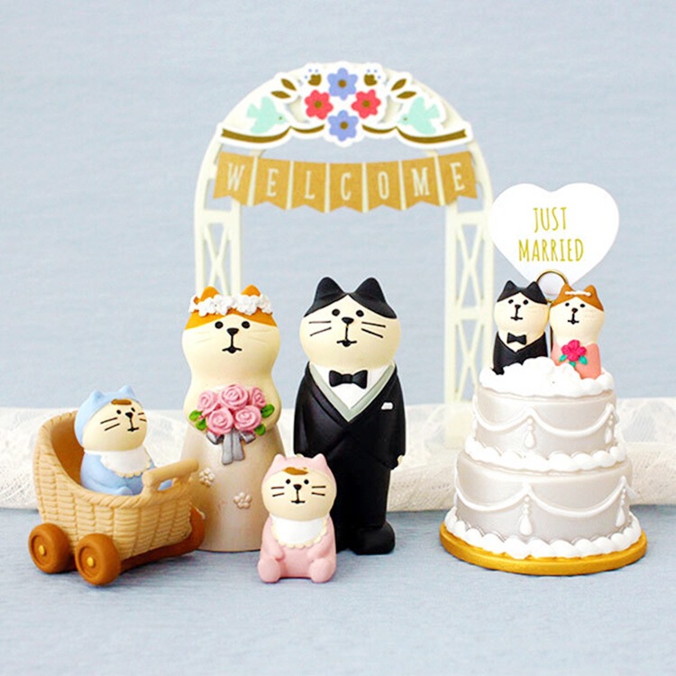 樹脂装飾品和風猫新郎新婦恋人結婚式ギフトケーキ車の中央制御装飾工芸品装飾品|undefined