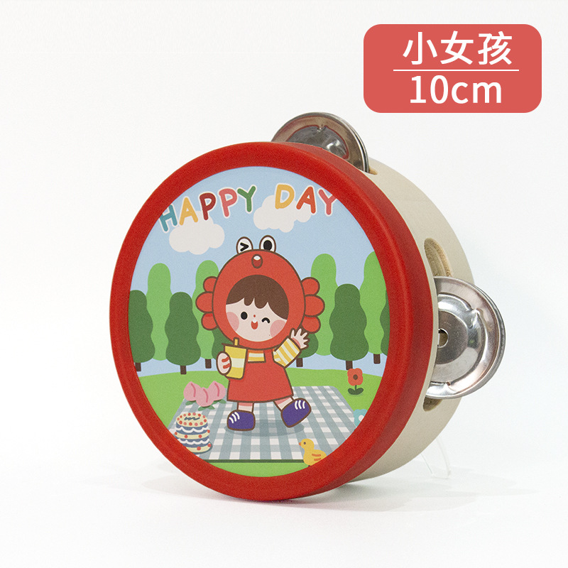 Instrumento de percusión Orff Xinjiang danza kindergarten enseñanza ayuda raqueta de mano tambor de campana de 4 pulgadas juguete para niños tambor de 10cm
