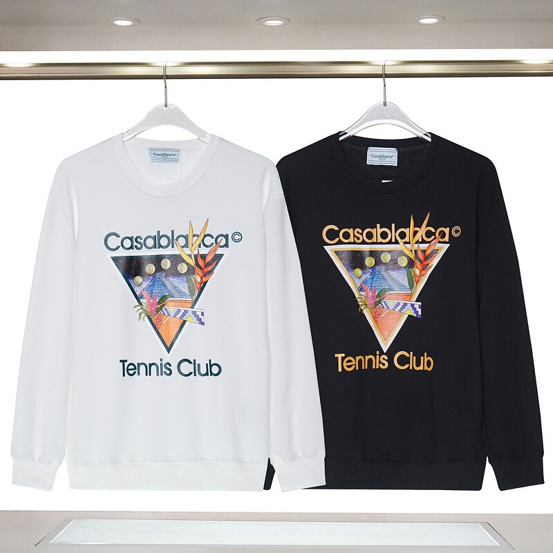 Casablanca Sweatshirt Trendy Brand New Style Tennis Club Letter Logo Personalized Print Round Neck Sweatshirt