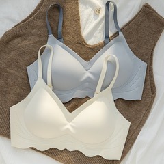 ゼリーラインのシームレスブラ、小胸用、脇の脂肪を寄せ集め、副乳を隠す、ノンワイヤー、固定カップ、女の子用ブラジャー、薄くてシンプル