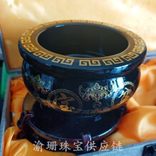 泰山墨玉盆摆件 新款泰山墨玉家居办公室盆摆件装饰品礼品