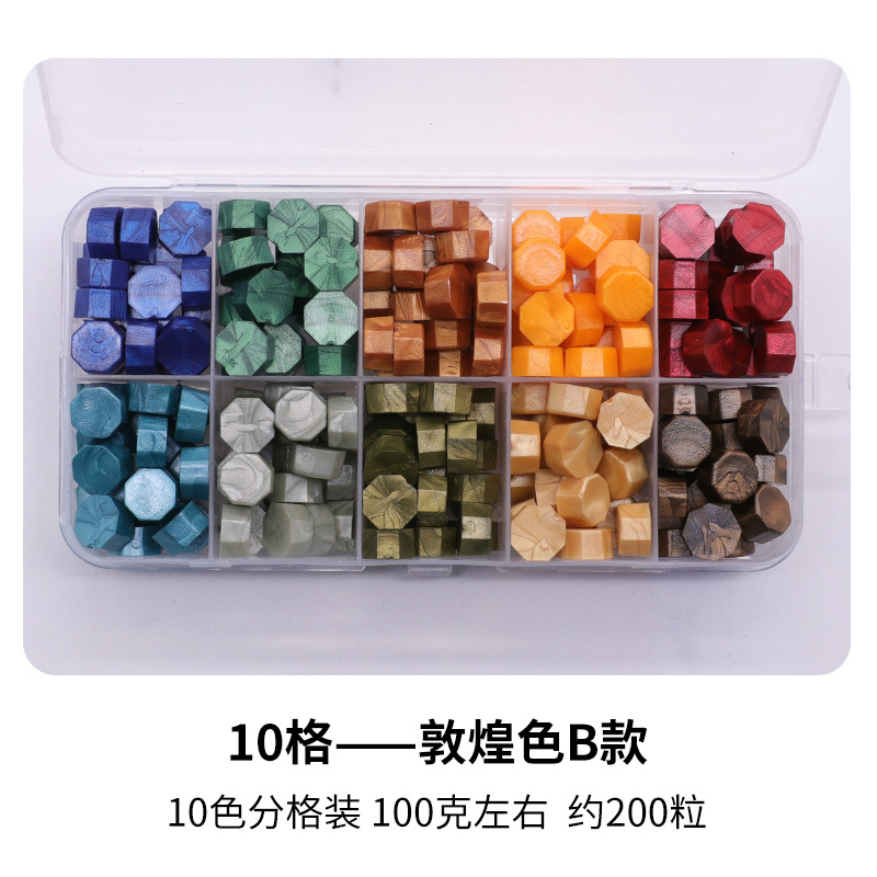 Fuego pintura cera grano traje de color mezclado 24 caja de cuadros de color ocho lados fuego pintura sellado cera fuego pintura sello cera grano fábrica al por mayor