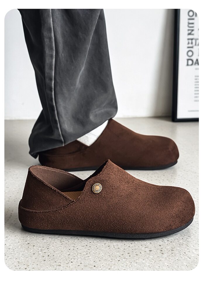 Giày lười nam bít mũi da lộn kiểu mule mũi tròn, gót vừa 3–5 cm, hai kiểu mang có thể kéo gót — Y6761 màu be, Y6761 màu kaki, Y6761 màu nâu cà phê chi tiết 25
