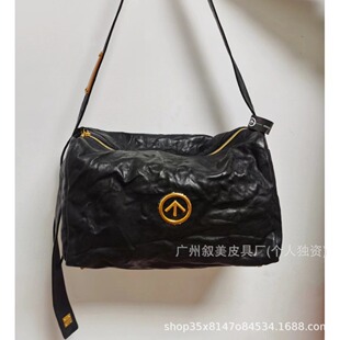 GROTTO Blackstone Bag Sexism-Free Pleated Large Capacity Soft Leather Shoulder Crossbody All-Match Pillow Bag