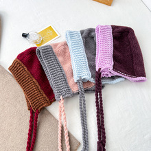 2024新款韩国冬季双色流苏护颈脖套帽子秋冬女保暖针织帽毛线帽帽