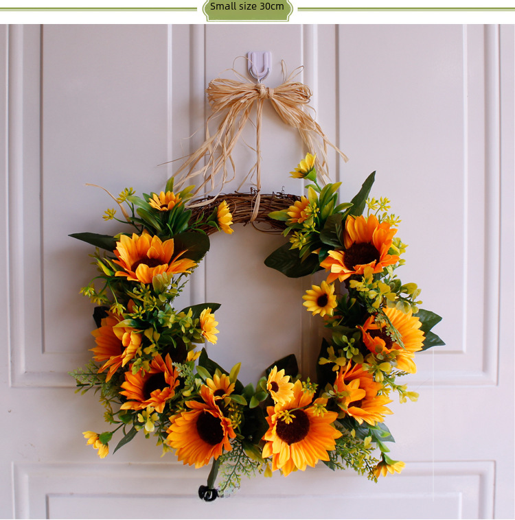 thumbnail image 1 of Corona de girasol pequeña, corona artificial, simulación de flores, flores falsas, 1 of 4
