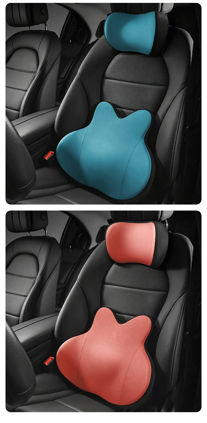Customized Car Headrest and Lumbar Support Car Memory Foam Cushion Lumbar Cushion Car Neck Pillow Sedentary Car Backrest Lumbar Pillow