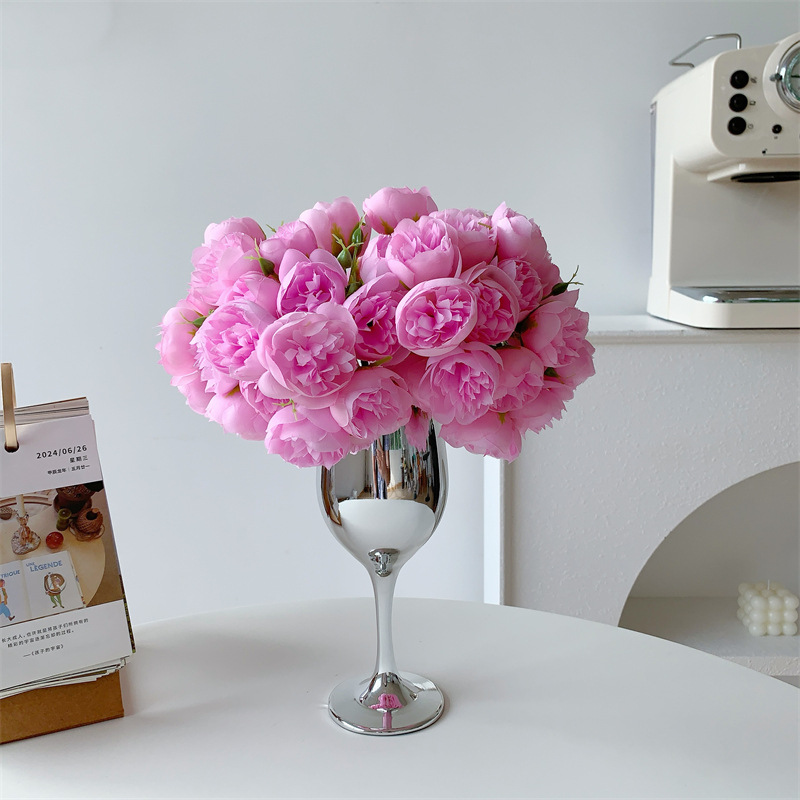 다크 핑크 두 묶음 + 은잔