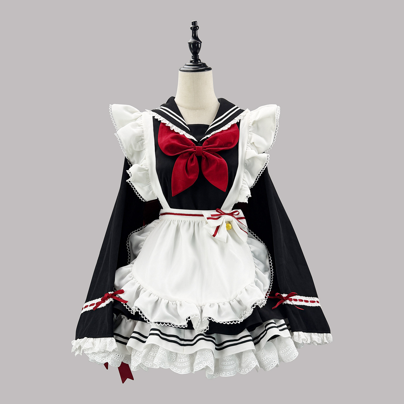 New autumn and winter collection~Apprentice Meow Meow Improved Sailor Suit Long Sleeve Japanese Lolita Maid Outfit COS Costume Set