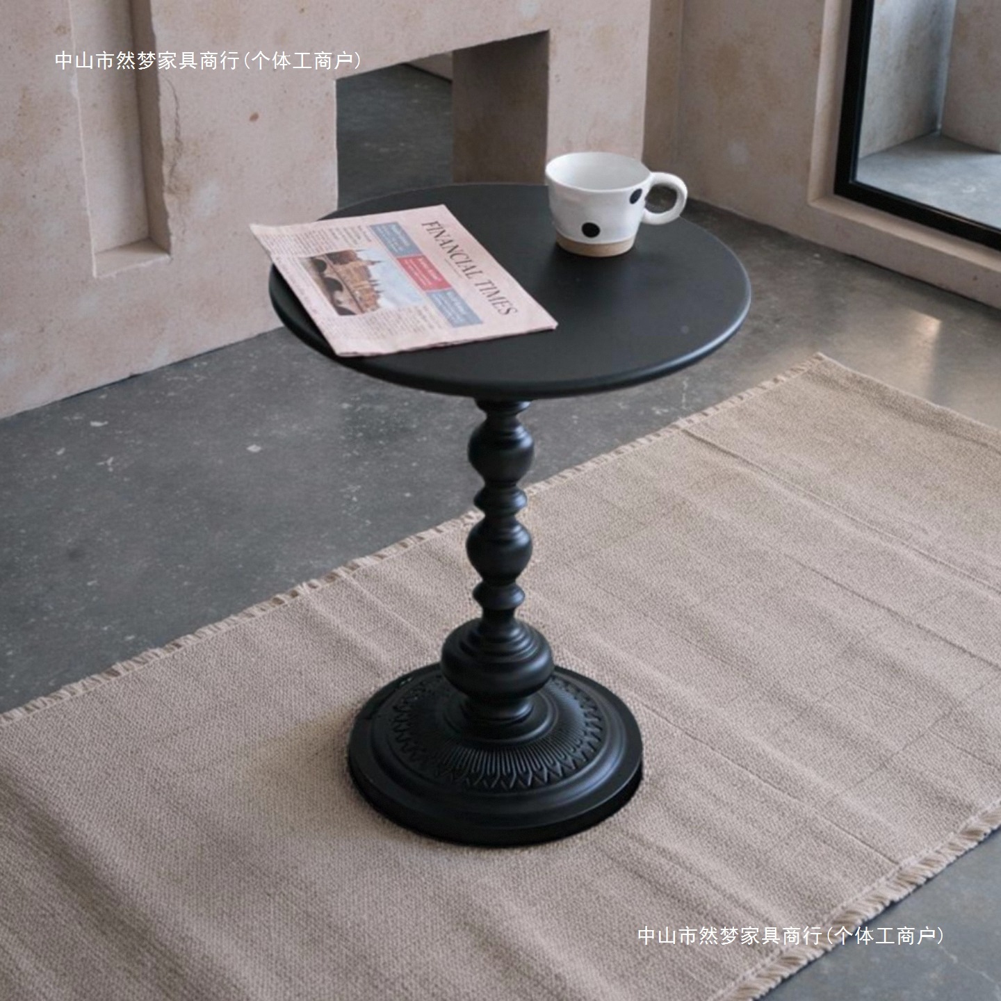 Factory Direct Delivery Living Room Wrought Iron Small Coffee Table Side Table Retro Corner Table Bedside Storage Balcony Small Round Table Sofa Side Table