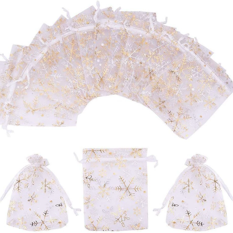 Пятно рождественские снежинки горячая пряжа мешок для подарочной упаковки марлевый мешок/угеная пряжа подарочный пакет/угеная пряжа небольшая сетчатая сумка