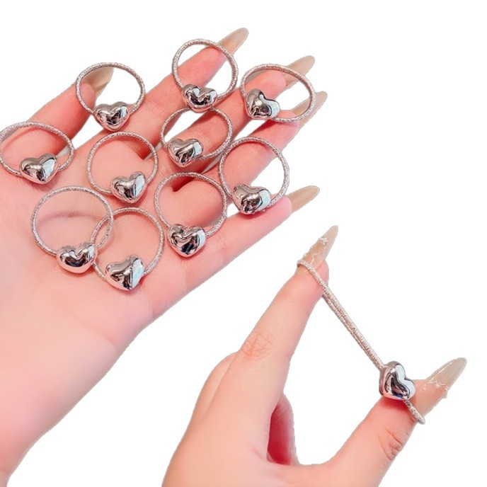 Anillo de cabello para niños plata de alto nivel amor acornamiento de cabello de cabello de niñas atar el cabello correa pequeña no lastimar el cabello de cabello